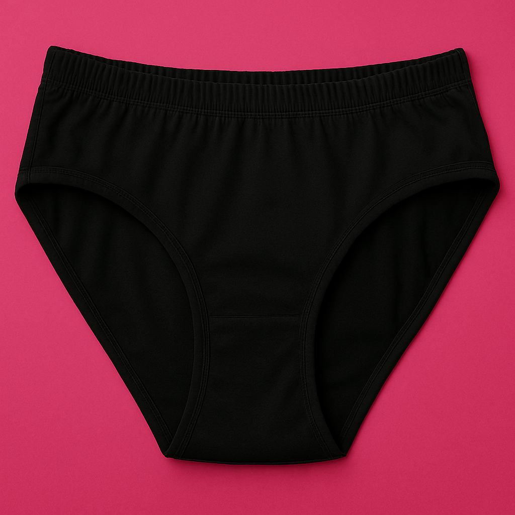 Jersey Plain Panty for Women – Lightweight, Comfortable & Soft Everyday Wear Underwear, Available in Sizes S, M, L (Black) - Small