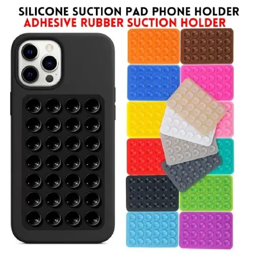 Double Side Silicone Suction Pad Phone Holder – Self-Adhesive Square Rubber Grip Pad for All Mobiles & Tablets ~ Pack of 2