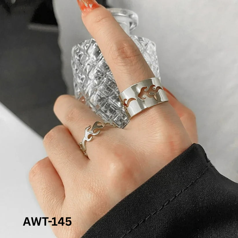 AWT-145 Star Couple Rings Adjustable Matching Rings With Elegant Star Design For Couples (golden)