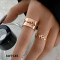 AWT-145 Fire Couple Rings Matching Design Stylish Look And Comfortable Wear For Couples (golden)