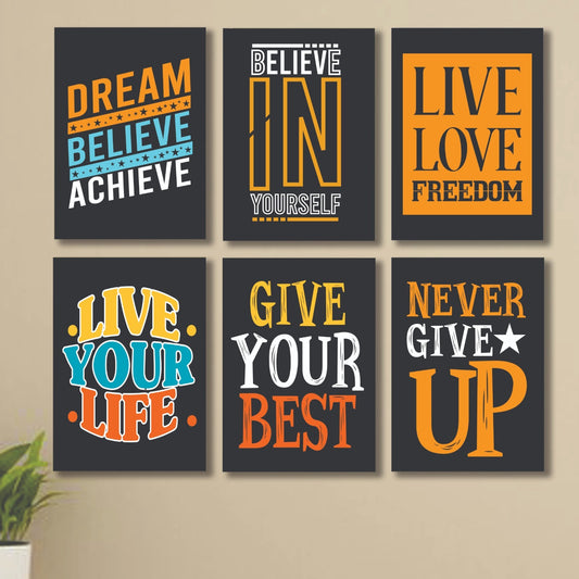 6 PC Wall Decor Cardboard Phototiles With Double Tape For Back Sticking Believe In Yourself(8*11size)