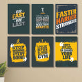 6 PC Wall Decor Cardboard Phototiles With Double Sided Back Sticking – Gym Hardest Quotes(8*11size)