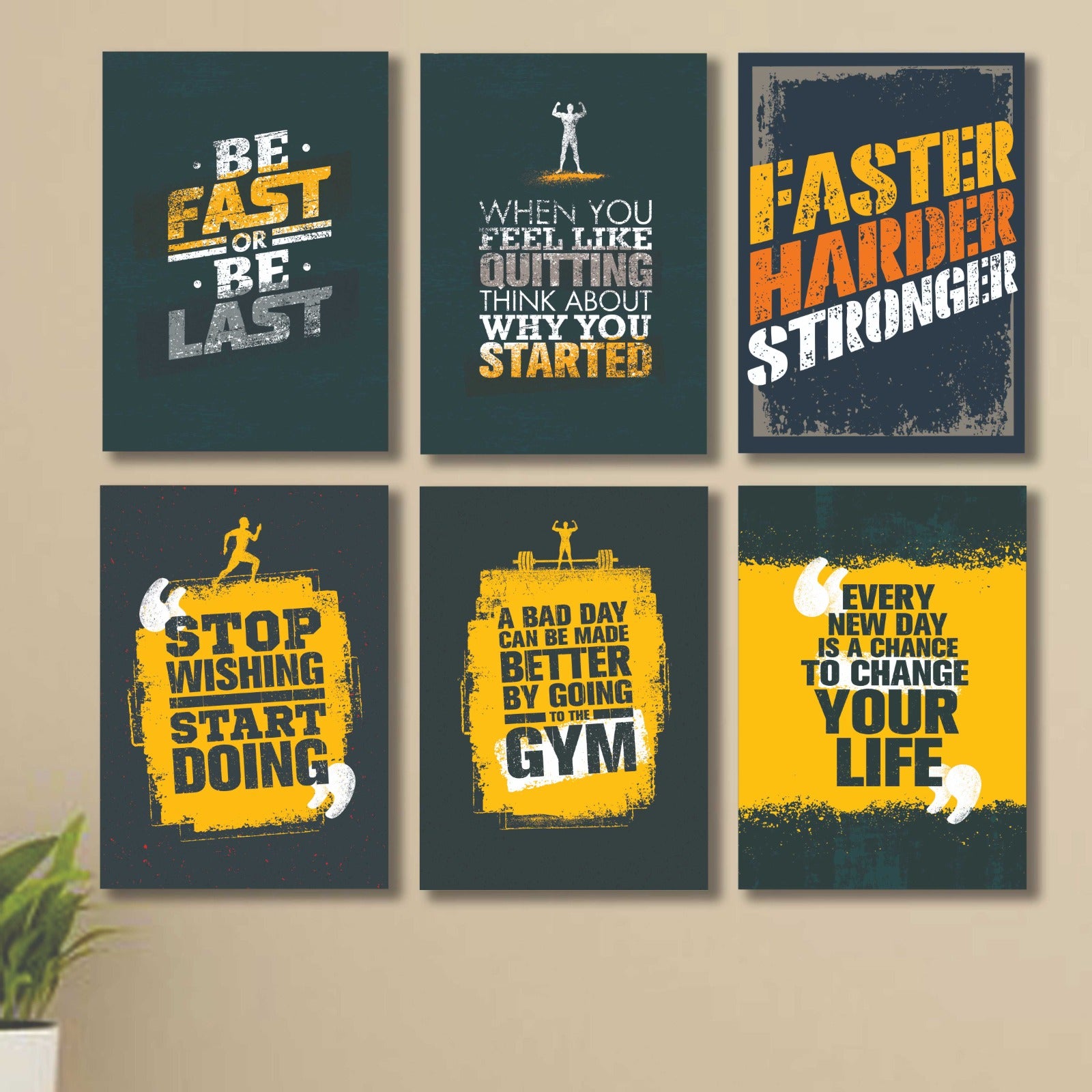 6 PC Wall Decor Cardboard Phototiles With Double Sided Back Sticking – Gym Hardest Quotes(8*11size)