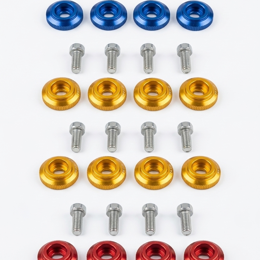 Motorcycle Fancy Chain Cover Bolts with Washer 4 Pcs Set – Red