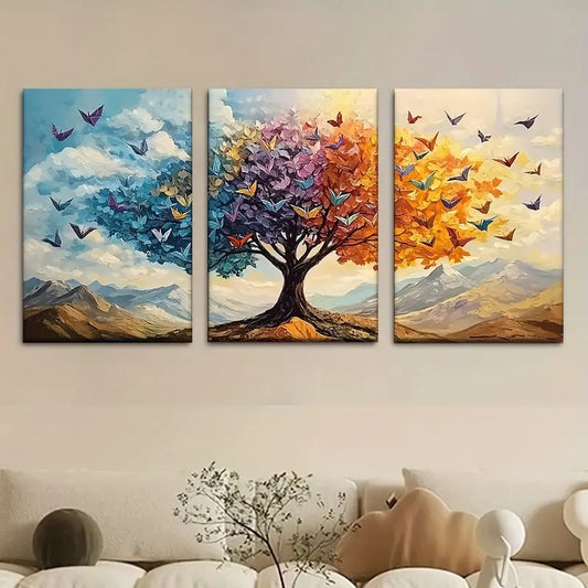 3 Piece Tree & Butterfly Wall Art (8x11)