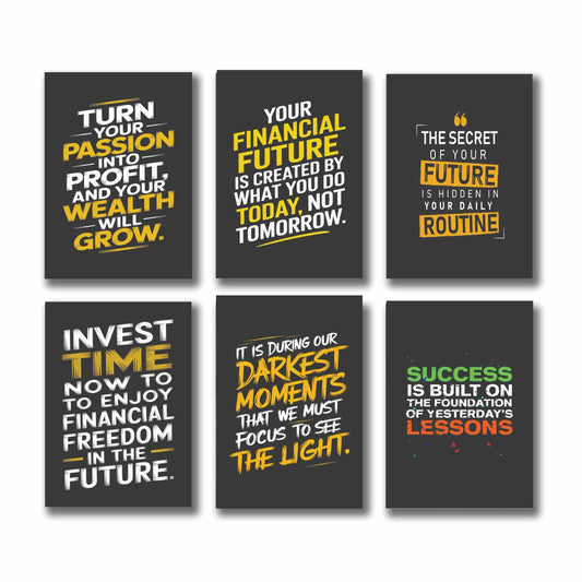 6 PC Wall Decor Cardboard Phototiles With Double Sided Back Sticking Success Quotes(8*11size)