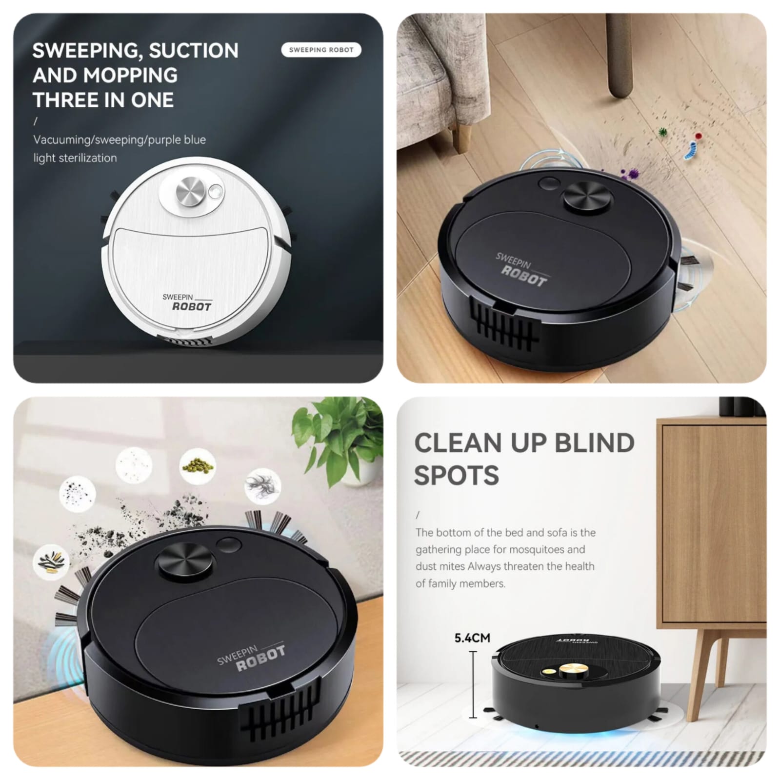 3-in-1 Mini Smart Sweeping Robot Vacuum & Mop