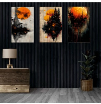 Set of 3 Wall paintings | Wall decor | Sticky photo tiles | wooden sticky frames