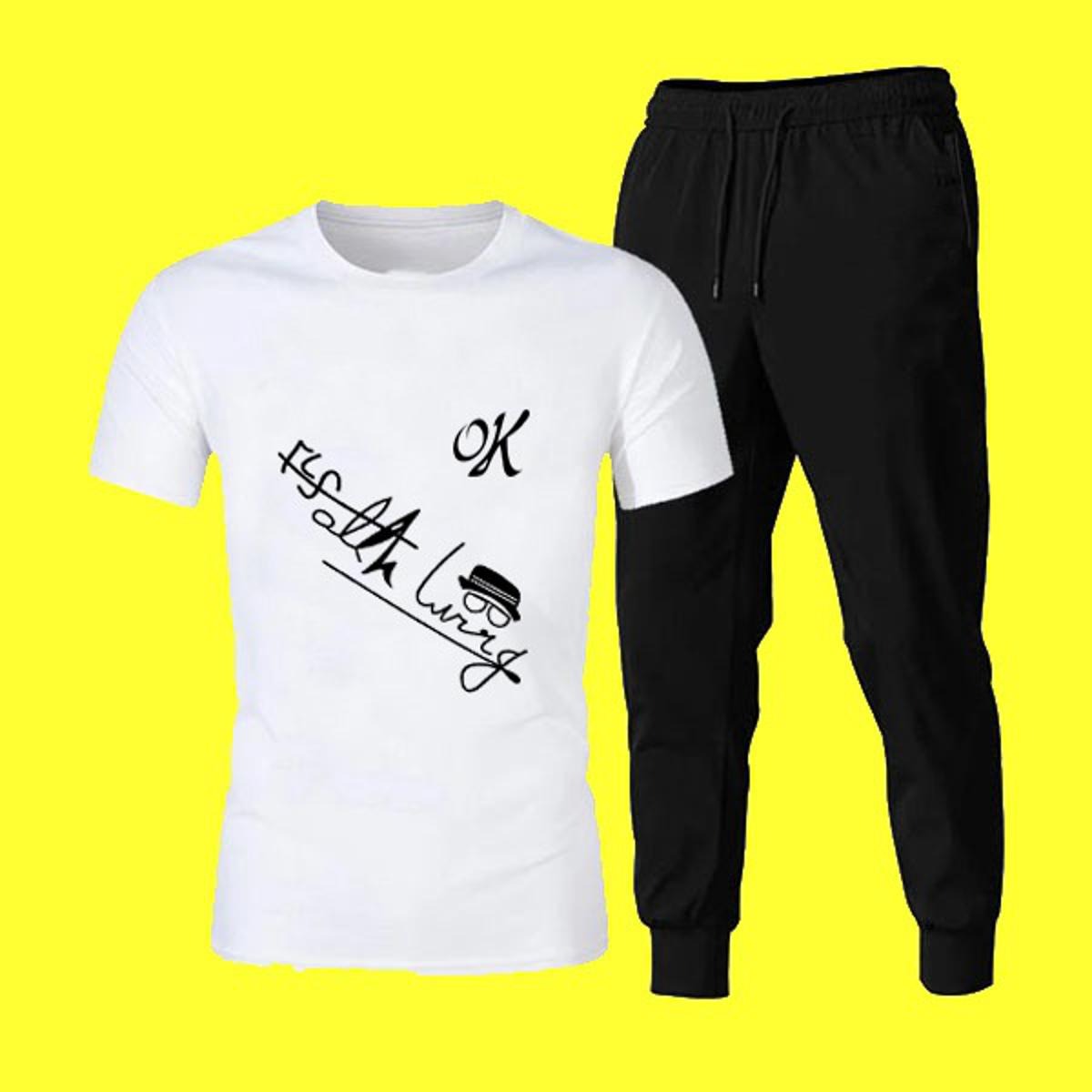2 PCs High Quality New Fashion Style Sports Jogging Tracksuit for Men – Comfortable Athletic Wear, Trendy Casual Gym Outfit (Size Medium)