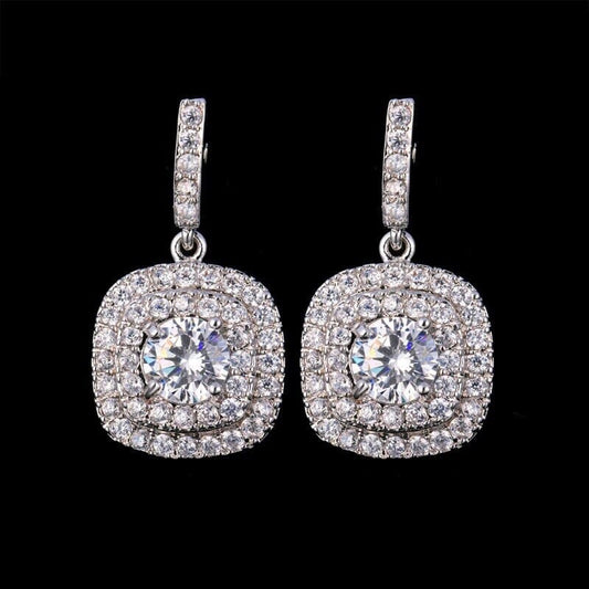 Crystal Earrings – Sparkling Dangle Earrings for Party &amp; Everyday Wear - Earings For Girls ( PJT-990 ) - SILVER